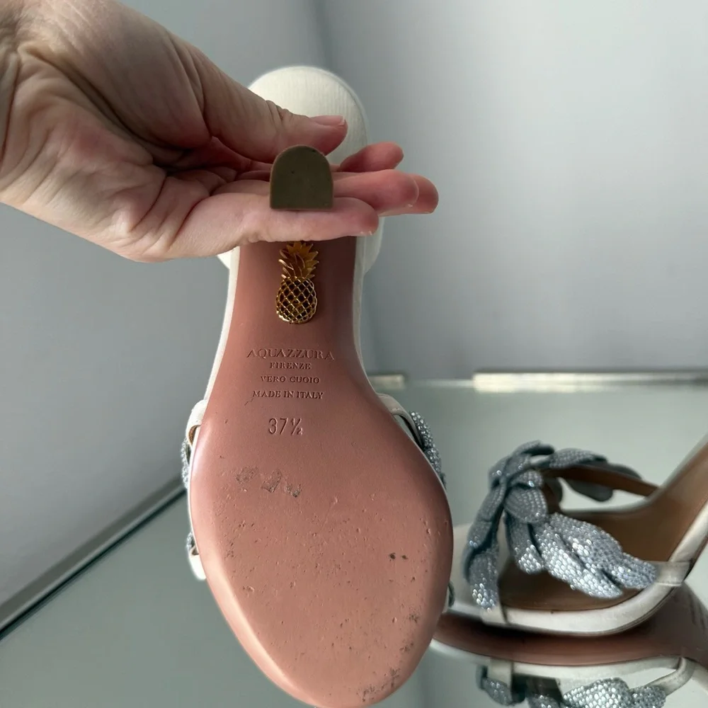 Aquazzura Galactic Flower 95 satin sandals $1,450 37.5 - Picture 7 of 14